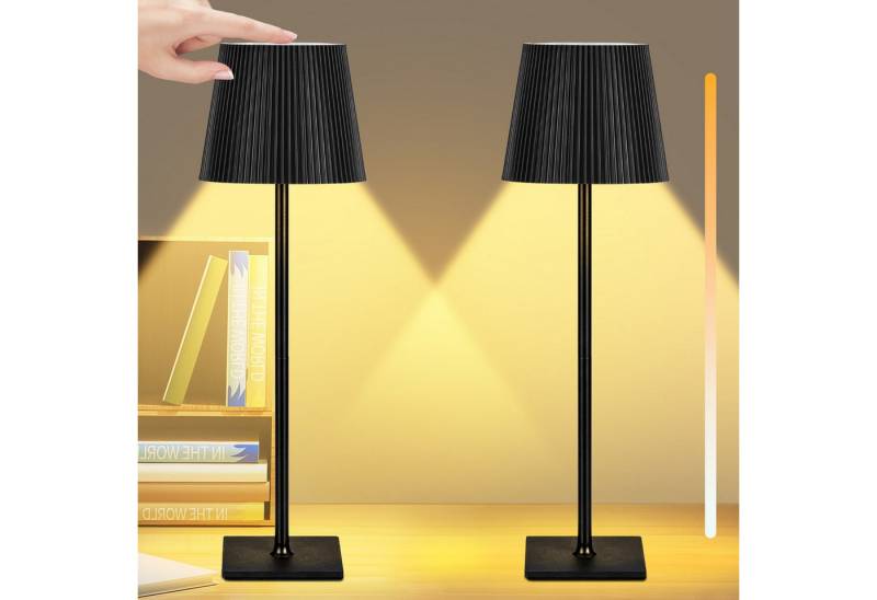 Kityhome Nachttischlampe 2er-Set kabellose Tischlampen mit Touch-Control & 3 Farben, rutschfeste Basis von Kityhome