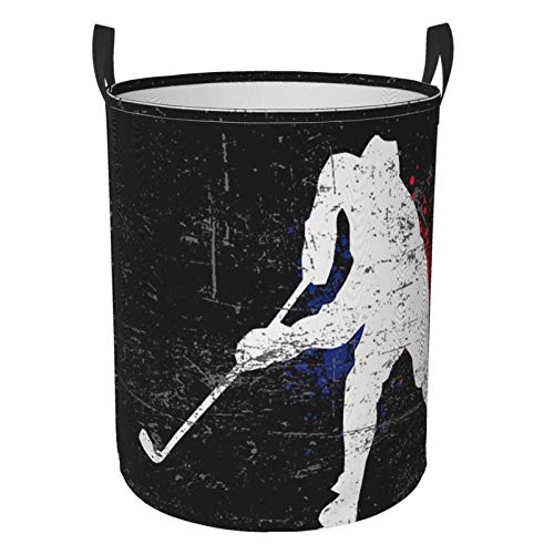KiuLoam Vintage Eishockey Spieler Wäschekörbe, Schlafzimmer Korb Faltbar Wasserdicht Oxford Stoff mit Griff Faltbarer Stoff Wäschekorb Tragetasche (16,5 Zoll) von KiuLoam