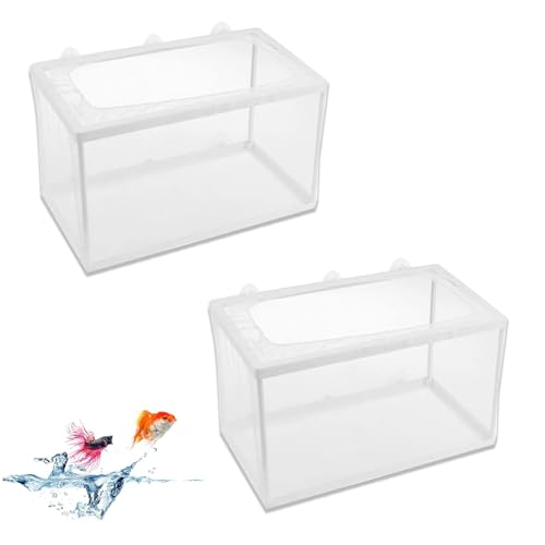 2 Stück Aquarium Isolation Netz,Aquarium Fische Brutkasten,Zuchttanks mit Saugnapf,Ultrafeines Aufzuchtbecken,Aquarium Netz Breeding Box,Fischzuchtkasten mit Saugnapf,26x15x15cm,Kiuiom von Kiuiom