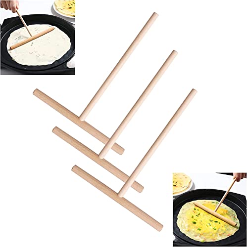 Kiuiom Crêpe Spreader,Spatel Crepes,Crepes Zubehör,Crepes Schieber, Teig Verteiler,3PCS Crepes Teigverteiler Holzverteiler Küchenutensilien Kochzubehör Küchenhelfer Restaurant Zuhause von Kiuiom