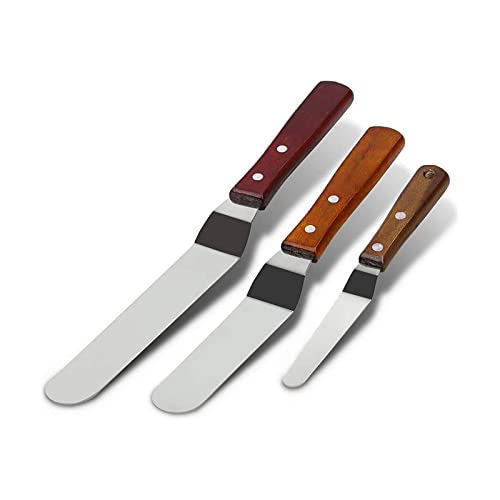 Küchenspachtel-Set,Edelstahl Glasur Spatel Kuchen Abgewinkelter Zuckerguss Spatel,Glasurspatel Backpalette Pfannenwender, Abgewinkelt Torten Streichmesser Winkelpalette Torten Glasurmesser,3PCS von Kiuiom