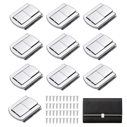 Haspe Verschluss, Latch Hasp, Box Hasp, 10PCS mit 40 Schrauben Haspe Schloss Schmuckschatulle Toggle Schnappschloss Schmuckschatulle Lock Verschluss Holzkiste Verschlussschnalle (Silber) von Kiuiom