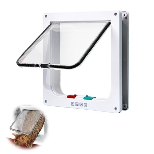 Hundetür Fenster, Haustierklappe 4 Wege, Cat Flap, ABS-Acryl Katzenklappe Innentür Hundeklappe für Hundes Haustiertüren Katzentüren für Wand Katzentür Zimmertür für Innen Außentür (S) von Kiuiom