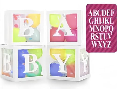Kiuiom Babyparty Deko Mädchen Junge,Partydekoration Ballonbox,Babyparty Dekoration,Transparente Quadratische Ballonboxen mit 26 Buchstaben A-Z für Jungen und Mädchen Geburtstag Partydekoration Kiuiom Babyparty Deko Mädchen Junge,Partydekoration Ballonbox,Babyparty Dekoration,Transparente Quadratische Ballonboxen mit 26 Buchstaben A-Z für Jungen und Mädchen Geburtstag Partydekoration von Kiuiom