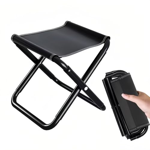 Kiuiom Campinghocker,Mini Klappstuhl,Klapphocker,Mini Camping Hocker,Klein Faltbar Hocker mit Tasche,Stabiler,Tragfähigkeit bis 220 Pfund,für Angeln Picknick Trekking Jagd Wandern,Schwarz von Kiuiom