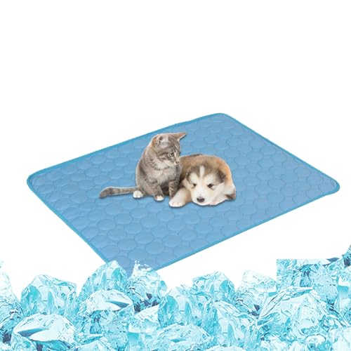 Kiuiom Kühlmatte Für Katzen,Selbstkühlende EIS Seiden Matte,Kühldecke Hunde,Haustier Kühlmatte,Wiederverwendbar Kühldecke,Waschbare rutschfeste Hundematte,Blue S 50 * 40cm von Kiuiom