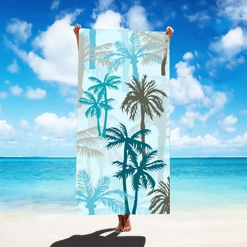 Kiuiom Strandtuch Großes, Damen Strandhandtuch, Mikrofaser Handtuch 180x80, Stranddecke Microfaser Badetuch Groß Sandfrei Badetuch Leicht und Schnelltrocknend für den Strand Gym Travel (Kokospalme) von Kiuiom