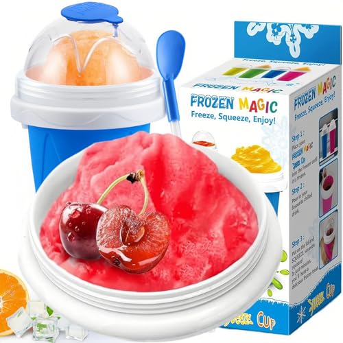 Slushy Maker Becher, Silicone Squeeze Cup, Slush Ice Maker, mit 2 in 1 Strohhalm und Löffel Silikon Squeeze Slush Becher Slush Ice Becher Magic Freez Slushy Maker für DIY Milk Shake Ice Cream Slushy Maker Becher, Silicone Squeeze Cup, Slush Ice Maker, mit 2 in 1 Strohhalm und Löffel Silikon Squeeze Slush Becher Slush Ice Becher Magic Freez Slushy Maker für DIY Milk Shake Ice Cream von Kiuiom