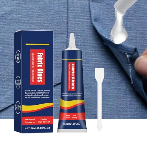 Kiuiom Stoffkleber Textilkleber, Extra Stark, Wasserfest, 50ml, Transparent, Flüssig, Synthetisches Kautschuk, Klebstoff, Kleber von Kiuiom