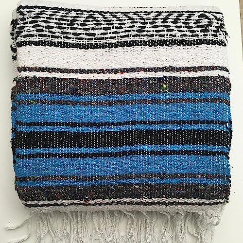 Kiuwxduy Mexikanische Manuell Strickdecke Decke，Sofa üBerwurf Meditations Yogamatte，Boho Outdoor Camping Picknickdecke Festival Blanket(Blau) von Kiuwxduy