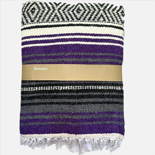 Kiuwxduy Mexikanische Manuell Strickdecke Decke，Sofa üBerwurf Meditations Yogamatte，Boho Outdoor Camping Picknickdecke Festival Blanket(Purple) von Kiuwxduy