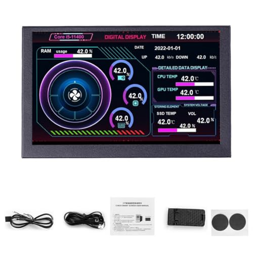 Kivvlbzeq 5 Zoll USB-C Sub-Screen Chassis IPS Computer Sub-Screen Grafikkarte Temperaturüberwachung Status Chassis Schwarz Kivvlbzeq 5 Zoll USB-C Sub-Screen Chassis IPS Computer Sub-Screen Grafikkarte Temperaturüberwachung Status Chassis Schwarz von Kivvlbzeq