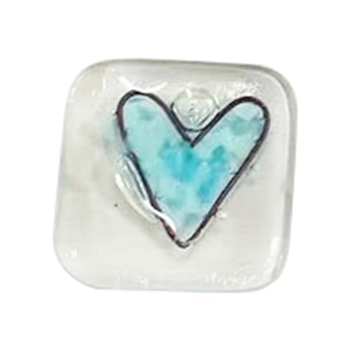 Kivvlbzeq Taschenanhänger aus Glas in Herzform, Andenken, Geschenk, Herz-Andenken, Taschenkarten, geschmolzenes Glasherz, Taschenmarke, blau, 4 x 4 cm von Kivvlbzeq