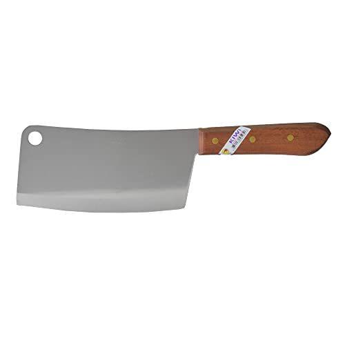 Kiwi Edelstahl Hackmesser 34,5cm Küchenmesser Messer Thailand Hackbeil, Silber, Holzfarbe von Kiwi