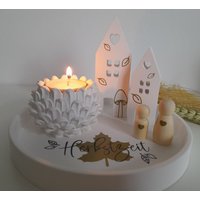 Deko Teller Set, Herbst, Häuser, Kerzen Licht, Herbstdeko Deko Teller Set, Herbst, Häuser, Kerzen Licht, Herbstdeko von Kiwi4477