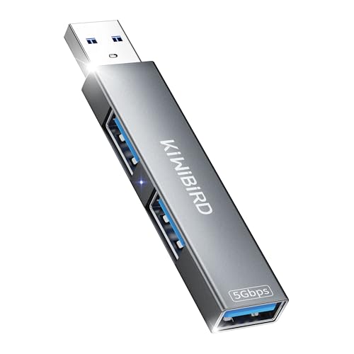 KiWiBiRD USB-Hub mit Mehreren USB-Anschlüssen 1x USB 3.0, 2X USB 2.0, USB Verteiler Erweiterung Adapter für Laptop MacBook Desktop-PC PS5 kompatibel mit Flash-Laufwerk Drucker Tastatur Mäuse Headset von KiwiBird