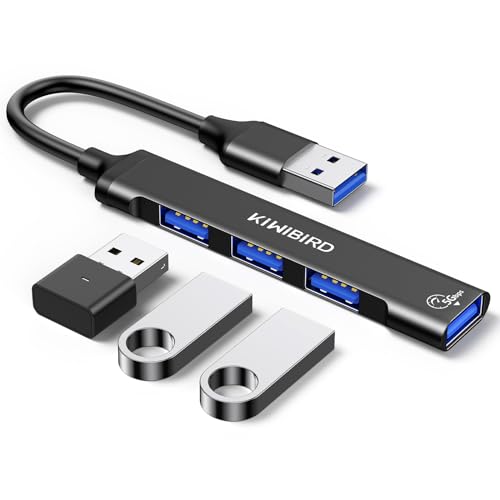 KiWiBiRD USB-Hub mit Mehreren USB-Anschlüssen 1x USB 3.0, 3X USB 2.0, USB Splitter Erweiterung Adapter für Laptop MacBook Desktop-PC PS5 kompatibel mit Flash-Laufwerk Drucker Tastatur Mäuse Headset von KiwiBird