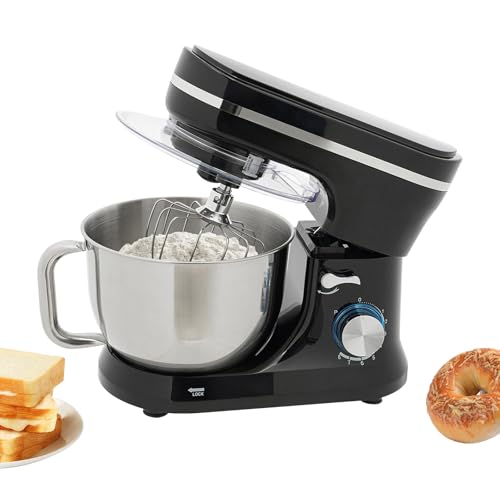 KiwiHood Elektrischer Küchenmixer 4,5L Edelstahl-Rührschüssel, 1000W Multifunktionaler Küchenmixer mit 8+1 Geschwindigkeiten, Knethaken, Schneebesen und Spritzschutz für Brot, Kuchen und mehr von KiwiHood