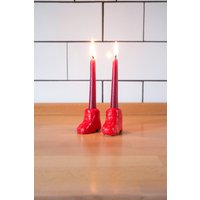 Handgemachte Rote Keramik Lucky Boot Kerzenhalter Neuheit Wohndekor von KiwiPocaShop