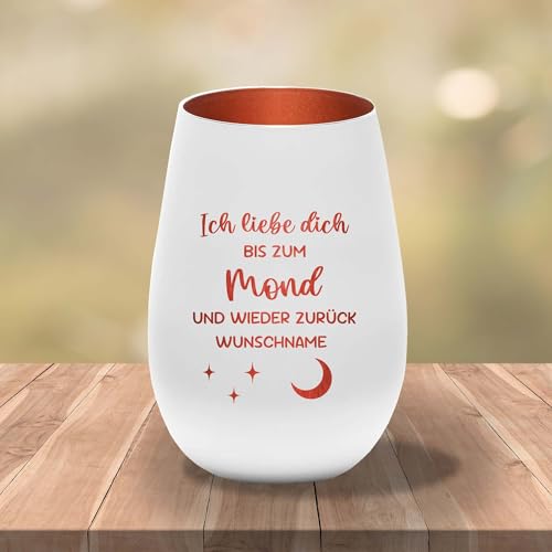 Kiwistar UG Windlicht Glas personalisiert weiß-Bronze Gravur Spruch Ich Liebe Dich bis zum Mond Wunschtext Teelichthalter Kerzenhalter Glas mit Spruch Familie Zuhause Deko Geschenk Kiwistar UG Windlicht Glas personalisiert weiß-Bronze Gravur Spruch Ich Liebe Dich bis zum Mond Wunschtext Teelichthalter Kerzenhalter Glas mit Spruch Familie Zuhause Deko Geschenk von Kiwistar UG