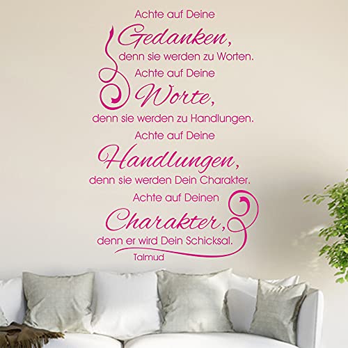 Achte auf Deine Gedanken… Wandtattoo in 6 Größen - Wandaufkleber Wall Sticker - Dekoration, Küche, Wohnzimmer, Schlafzimmer, Badezimmer von Kiwistar