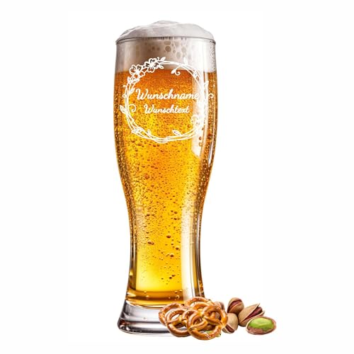 Bierglas graviert Blumenkranz 0,5l mit Wunschtext Name Jahr oder Spruch - Individuelles Weizenglas für besondere Anlässe wie Geburtstag, Jubiläum, Vatertag oder Feier - Gravur frei wählbar Bierglas graviert Blumenkranz 0,5l mit Wunschtext Name Jahr oder Spruch - Individuelles Weizenglas für besondere Anlässe wie Geburtstag, Jubiläum, Vatertag oder Feier - Gravur frei wählbar von Kiwistar