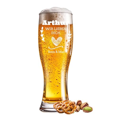 Bierglas graviert Herz Fingerabdruck 0,5l mit Wunschtext Name Jahr oder Spruch - Individuelles Weizenglas für besondere Anlässe wie Geburtstag, Jubiläum, Vatertag oder Feier - Gravur frei wählbar Bierglas graviert Herz Fingerabdruck 0,5l mit Wunschtext Name Jahr oder Spruch - Individuelles Weizenglas für besondere Anlässe wie Geburtstag, Jubiläum, Vatertag oder Feier - Gravur frei wählbar von Kiwistar