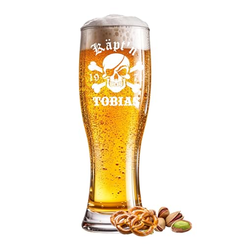 Bierglas graviert Käpt´n mit Jahreszahl 0,5l mit Wunschtext Name Jahr oder Spruch - Individuelles Weizenglas für besondere Anlässe wie Geburtstag, Jubiläum, Vatertag oder Feier - Gravur frei wählbar Bierglas graviert Käpt´n mit Jahreszahl 0,5l mit Wunschtext Name Jahr oder Spruch - Individuelles Weizenglas für besondere Anlässe wie Geburtstag, Jubiläum, Vatertag oder Feier - Gravur frei wählbar von Kiwistar