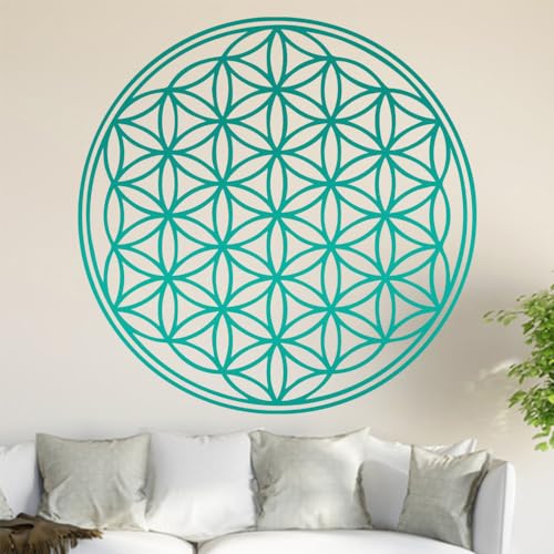 Kiwistar Blume des Lebens - Baum Wandtattoo in 6 Größen - Wandaufkleber Wall Sticker - Dekoration, Küche, Wohnzimmer, Schlafzimmer, Badezimmer (30 x 30 cm, 54_Tuerkis) von Kiwistar