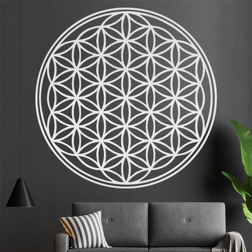 Kiwistar Blume des Lebens - Baum Wandtattoo in 6 Größen - Wandaufkleber Wall Sticker - Dekoration, Küche, Wohnzimmer, Schlafzimmer, Badezimmer (30 x 30 cm, 72_hellgrau) von Kiwistar