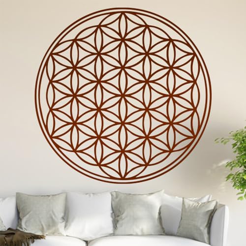 Kiwistar Blume des Lebens - Baum Wandtattoo in 6 Größen - Wandaufkleber Wall Sticker - Dekoration, Küche, Wohnzimmer, Schlafzimmer, Badezimmer (30 x 30 cm, 83_haselnussbraun) von Kiwistar