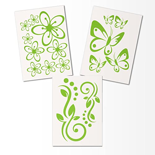 Hibiskus Schmetterling Blüten Ornament SET I - Wall Sticker Wandtattoo Wandaufkleber Wall Sticker - Dekoration, Küche, Wohnzimmer, Schlafzimmer, Badezimmer 30 x 21 cm von Kiwistar