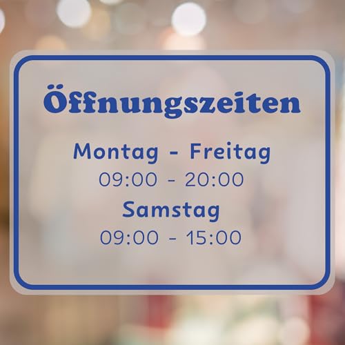KIWISTAR - Öffnungszeiten - quer - 148x210mm - Blau - personalisiert - Fensterfolie - Wunschtext - Schaufensterbeschriftung - Aufkleber - Milchglas - Glasdekorfolie - Verbotsschilder KIWISTAR - Öffnungszeiten - quer - 148x210mm - Blau - personalisiert - Fensterfolie - Wunschtext - Schaufensterbeschriftung - Aufkleber - Milchglas - Glasdekorfolie - Verbotsschilder von Kiwistar
