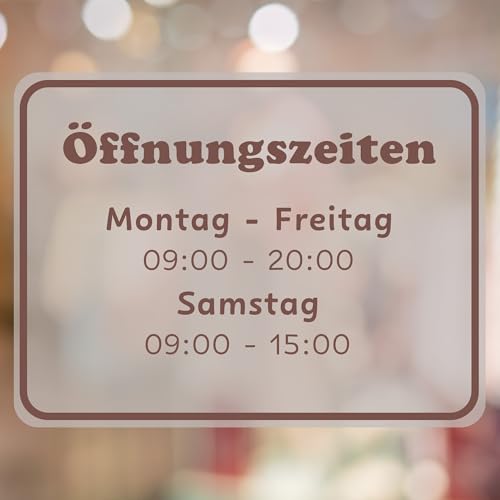 KIWISTAR - Öffnungszeiten - quer - 297x420mm - Braun - personalisiert - Fensterfolie - Wunschtext - Schaufensterbeschriftung - Aufkleber - Milchglas - Glasdekorfolie - Verbotsschilder KIWISTAR - Öffnungszeiten - quer - 297x420mm - Braun - personalisiert - Fensterfolie - Wunschtext - Schaufensterbeschriftung - Aufkleber - Milchglas - Glasdekorfolie - Verbotsschilder von Kiwistar