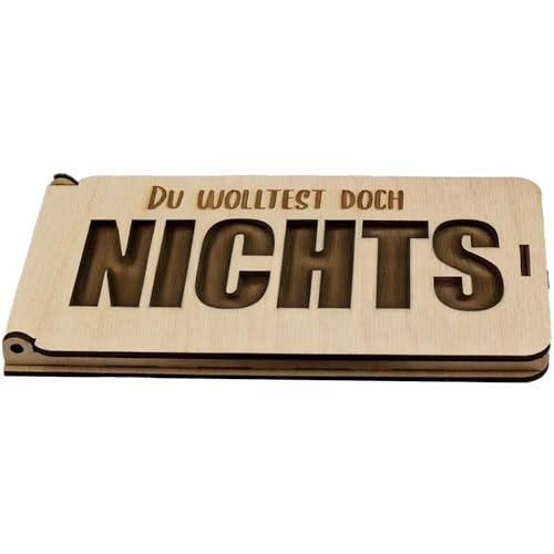 KIWISTAR UG - Geldgeschenk Box - Du wolltest doch nichts - 3-4 mm Holz - Geschenk für Geld oder anderes - Geburtstag - Geburtstagsgeschenk - Jugendweihe - Konfirmation von Kiwistar
