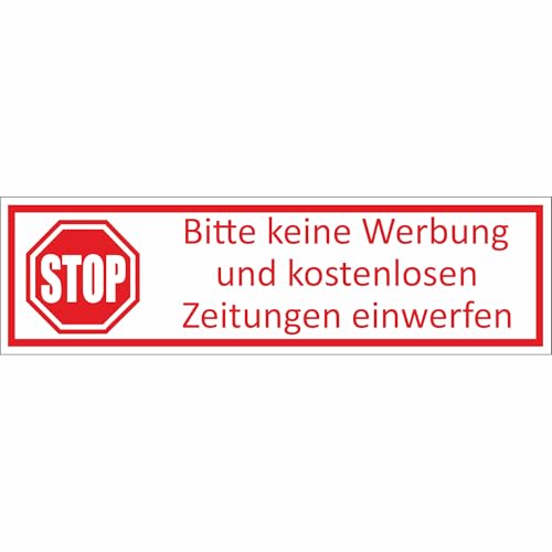 KIWISTAR UG - Stop Bitte Keine Werbung Aufkleber - 1x Schild graviert aus 1,4mm Plastik 70x20 mm weiss rot - Briefkastenschild selbstklebend - UV- & witterungsbeständig - Motiv 444 KIWISTAR UG - Stop Bitte Keine Werbung Aufkleber - 1x Schild graviert aus 1,4mm Plastik 70x20 mm weiss rot - Briefkastenschild selbstklebend - UV- & witterungsbeständig - Motiv 444 von Kiwistar