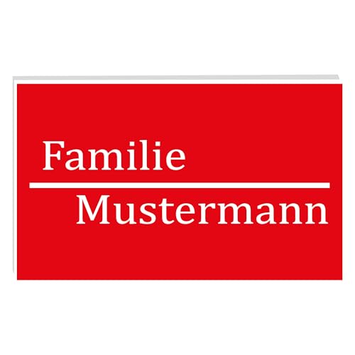 KIWISTAR UG - ab 1x - Namensschild Strich 100x60mm Briefkastenschild selbstklebend - rot weiss - Klingelschild personalisiert - Briefkastenschild - Türschild - mit Gravur - UV und wetterfest von Kiwistar