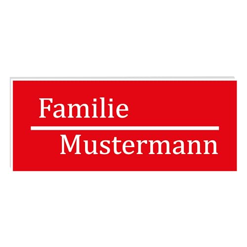 KIWISTAR UG - ab 1x - Namensschild Strich 50x20mm Briefkastenschild selbstklebend - rot weiss - Klingelschild personalisiert - Briefkastenschild - Türschild - mit Gravur - UV und wetterfest von Kiwistar