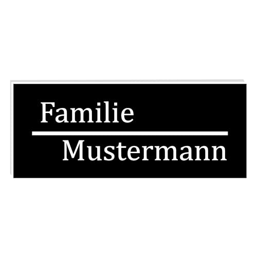 KIWISTAR UG - ab 1x - Namensschild Strich 50x20mm Briefkastenschild selbstklebend - schwarz weiss - Klingelschild personalisiert - Briefkastenschild - Türschild - mit Gravur - UV und wetterfest von Kiwistar