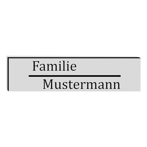 KIWISTAR UG - ab 1x - Namensschild Strich 60x15mm Briefkastenschild selbstklebend - silber schwarz - Klingelschild personalisiert - Briefkastenschild - Türschild - mit Gravur - UV und wetterfest von Kiwistar