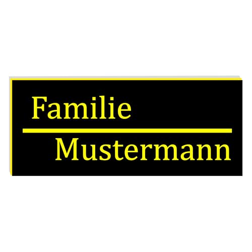 KIWISTAR UG - ab 1x - Namensschild Strich 60x25mm Briefkastenschild selbstklebend - schwarz gelb - Klingelschild personalisiert - Briefkastenschild - Türschild - mit Gravur - UV und wetterfest KIWISTAR UG - ab 1x - Namensschild Strich 60x25mm Briefkastenschild selbstklebend - schwarz gelb - Klingelschild personalisiert - Briefkastenschild - Türschild - mit Gravur - UV und wetterfest von Kiwistar