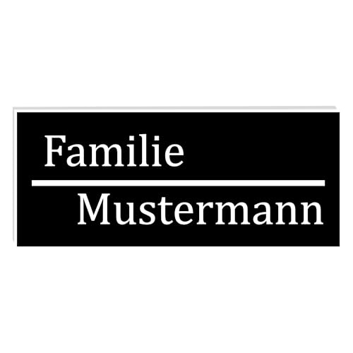 KIWISTAR UG - ab 1x - Namensschild Strich 60x25mm Briefkastenschild selbstklebend - schwarz weiss - Klingelschild personalisiert - Briefkastenschild - Türschild - mit Gravur - UV und wetterfest von Kiwistar