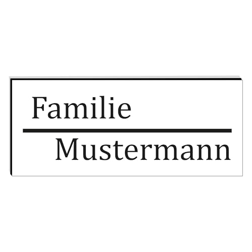 KIWISTAR UG - ab 1x - Namensschild Strich 60x25mm Briefkastenschild selbstklebend - weiß schwarz - Klingelschild personalisiert - Briefkastenschild - Türschild - mit Gravur - UV und wetterfest von Kiwistar