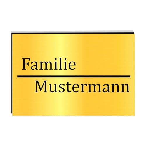 KIWISTAR UG - ab 1x - Namensschild Strich 80x40mm Briefkastenschild selbstklebend - gold-schwarz gebürstet - Klingelschild personalisiert - Briefkastenschild - Türschild - mit Gravur UV und wetterfest von Kiwistar