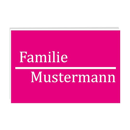 KIWISTAR UG - ab 1x - Namensschild Strich 80x40mm Briefkastenschild selbstklebend - pink weiß - Klingelschild personalisiert - Briefkastenschild - Türschild - mit Gravur - UV und wetterfest von Kiwistar