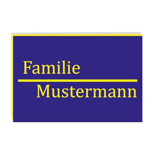 KIWISTAR UG - ab 1x - Namensschild Strich 80x40mm Briefkastenschild selbstklebend - blau gelb - Klingelschild personalisiert - Briefkastenschild - Türschild - mit Gravur - UV und wetterfest von Kiwistar