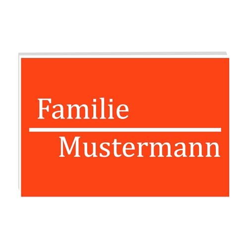 KIWISTAR UG - ab 1x - Namensschild Strich 80x40mm Briefkastenschild selbstklebend - orange weiß - Klingelschild personalisiert - Briefkastenschild - Türschild - mit Gravur - UV und wetterfest von Kiwistar