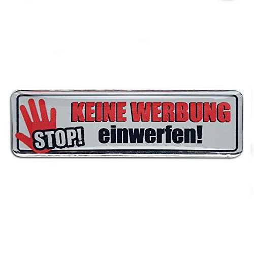 Keine Werbung - Aufkleber - einwerfen Stop 1x 3D-Chrome-Optik - für Briefkasten - Zeitungsrolle - Letterbox Keine Werbung - Aufkleber - einwerfen Stop 1x 3D-Chrome-Optik - für Briefkasten - Zeitungsrolle - Letterbox von Kiwistar