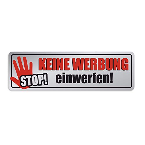 Keine Werbung - Aufkleber - einwerfen Stop 1x Chrome-Optik - für Briefkasten - Zeitungsrolle - Letterbox von Kiwistar