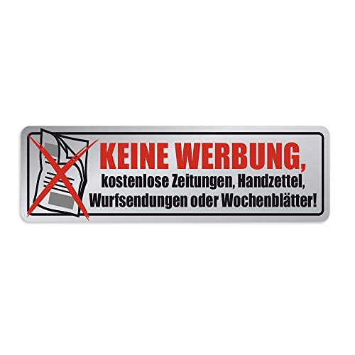 Keine Werbung - Aufkleber - kostenlose Zeitungen Handzettel 1x Chrome-Optik - für Briefkasten - Zeitungsrolle - Letterbox von Kiwistar